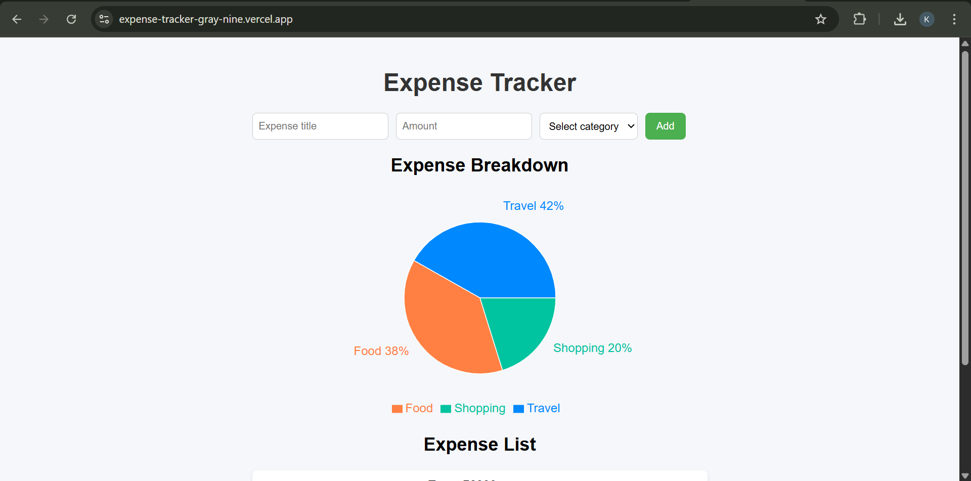Expense Tracker Screenshot